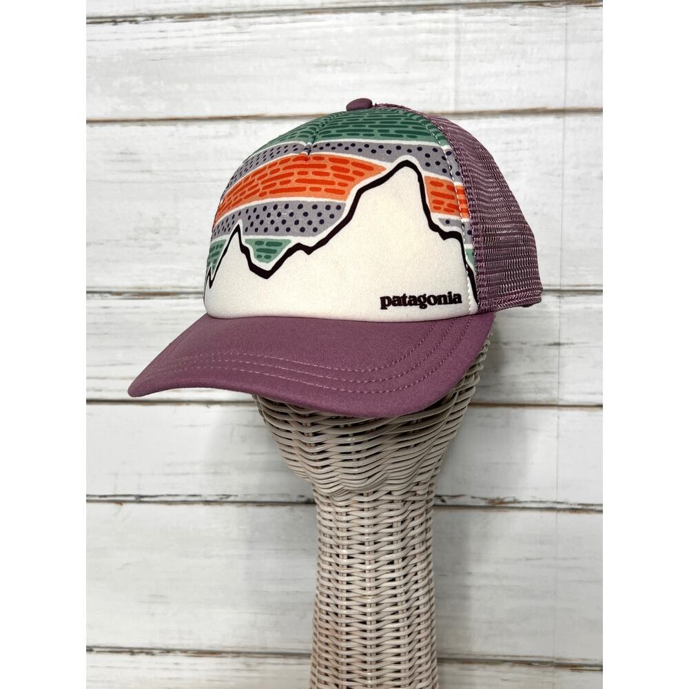 Patagonia Trucker Hat Purple Mountain Graphic Colorful Organic Cotton Mesh Back